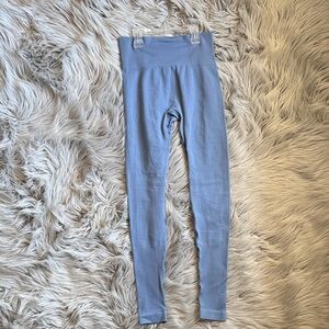 Savvi Juniors Seamless High-Rise Light Blue Ribbed Leggings